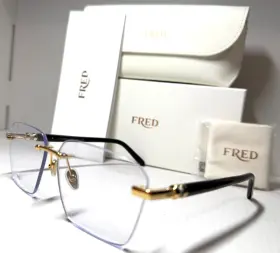Fg50064u Fred 50033u 001 Rimless Shiny Gold With Black Temples Authentic Eyeglasses 58-13