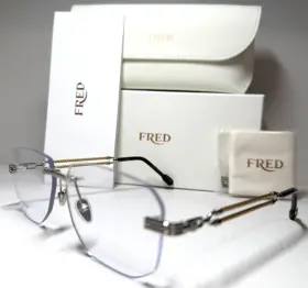 50066u Fred Fg 016 Rimless Silver/gold Cable Temples Authentic Eyeglasses 58-13