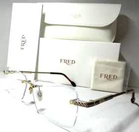 Fg50049f Fred 032 Titanium Shiny Gold With Cable Temples Authentic Sunglasses 57-14