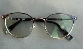 Vfu551k Furla Round Eyeglass Frames Only Gold Burgundy 135 Designer Optical