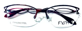 F3644s20617135 Fysh 3644 S206 Red Oval Unisex Half Rim Authentic Eyeglasses Frames 53-17-135