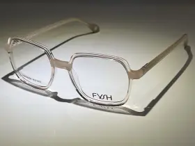 3744 Fysh S414 New Eyeglass Frames Champagne Cream Translucent Square Full Rim