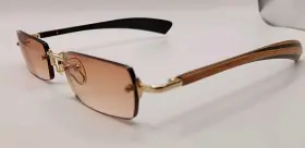 S52.6.bre14 Gold & Wood Authentic And Rimless Eyeglasses Frames Natural Neat S52.6.bre14 Gold & Wood Authentic And Rimless Eyeglasses Frames Natural Neat
