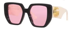 0956s Gucci Gg 002 Black White Cat Eye Pink Lens Oversized Sunglasses New 54mm