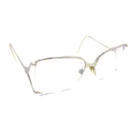 2201-55e Gucci Vintage Gg 2201 55e Gold Silver Half Rim Eyeglasses Frames 55-16 130 Italy