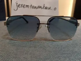 60-14-142 Gucci Clear Blue Lens Gold-rimmed Double-bridge Glasses
