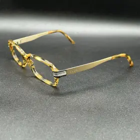 7511-090224-58.95 Gucci Gg2926 Strass Eyeglasses Frame Tan Marble And Gold Flex Italy 52-13-130 Used