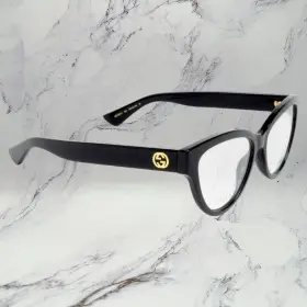 Gucci 889652468396 New Eyeglasses Black Acetate Cat Eye Gold Interlocking Gg Logo Rx-able