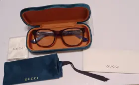 Gg0004o Gucci Gg00040/006 New Authentic 006 Havana-blue-transparent Unisex Eyeglasses 53/19