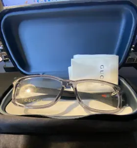 55-17-145 Gucci Gg0011o 001-53 Eyeglasses Frames 007 Gray Black Rectangle Full Rim