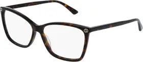 Gg0025o-002 Gucci Gg0025o 002 Round Oval Havana Demo Lens 56 Mm Womens Eyeglasses