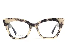 49-19-140 Gucci Gg0060o Eyeglasses Frames 004 Black Herbarium Cat Eye Full Rim