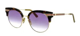 Gg0285o Gucci New 002 50mm Havana Gold Web Oversized Eyeglasses Sunglasses Italy