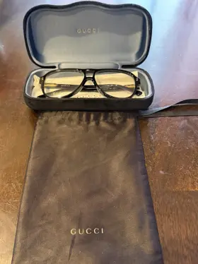 Gg1044o-001 Gucci Black And Gold Glasses Gg1044o 001 With Case Cleaning Cloth Italy