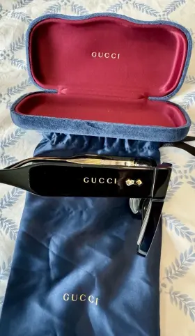 Gg1082o Gucci Used 001 Black Gold Unisex Square 50 Mm Large Eyeglasses