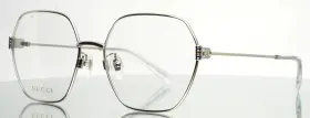 59-18-140 Gucci Gg1285o 002 Silver Womens Geometric Full Rim Eyeglasses B 52
