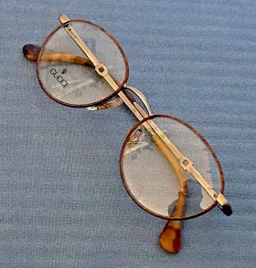 Gg2283 Gucci Vtg Round Eyeglasses Frames Tortoise Shell Gold Unworn Italy Nos
