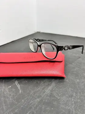 53-15-135 Guess Gu2407 Eyeglasses Frames Only Black Clear Oval With Case Used