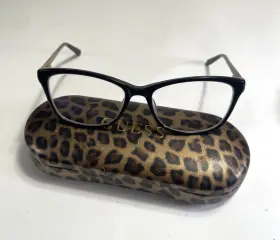 Gu2500 Guess Eyeglass Frames Black And Gold With Leopard Print Case Pre Owned