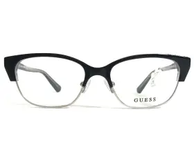 52-17-135 Guess Gu2590 Eyeglasses Frames 001 Black Silver Cat Eye Full Rim