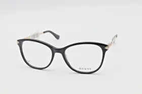 52-17-135 Guess Gu2632-s 005 Polished Black-gold Eyeglass Frames Flex Hinges T54