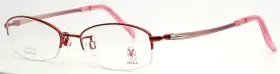 50-17-135 Hana By Charmant Aa3864 Re Red Womens Oval Half Rim Eyeglasses B 28