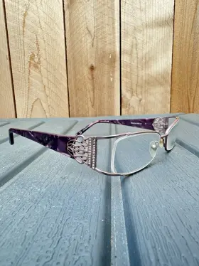 Hd359 Harley-davidson Vtg Purple Eyeglass Frames Only Pk Rhinestone 52 18-135mm