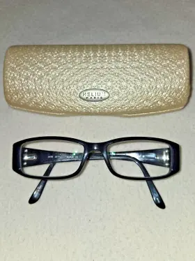 4178 Helium-paris Rhinestones Rectangle Womens Eyeglasses Black Hard Clam Case