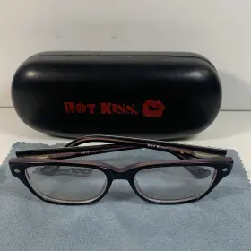 Hk10 Hot Kiss Eyeglasses Womens Frame Only Purple With Cheetah Print Arms Case