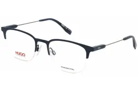 Hg0335 Hugo Boss 716736093208 New Fll Square Matte Blue Eyeglasses Authentic