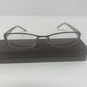 49-18-135 Humphreys 582065 Eyeglasses Frame Euc Black Gold Beige Nice Frames