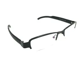 Iy420l Iyoko-inyake Black Half Rim Metal And Leather Eyeglasses Frames 51-19 140