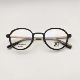 Jf2980 J.f. Rey 0844 Carbon Wood Dark Mahogany And Gunmetal Round Eyeglasses 47mm