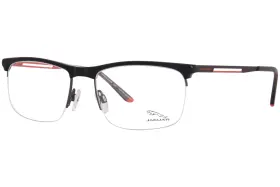 33611 Jaguar 8840 Eyeglasses Mens Black/red Semi Rim Square Shape 56mm