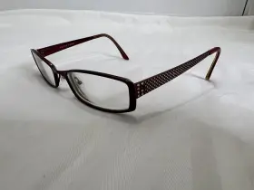 50-17-135 Jill Stuart Js005-6 Rectangle Rhinestone Eyeglasses Frames Maroon Red