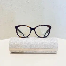 Jc188 Jimmy Choo Women S Rectangle Brown Glitter Eyeglasses Os New