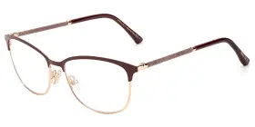 Jc319-06k3-55 Jimmy Choo Womens Burgun/gold-tone Rectangle Eyeglass Frame Jc319 06k3 55 Italy