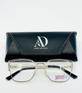 55-16-140 Jo Noella Jn-3038 Black Glitter Womens Semi Cat Eye Eyeglasses B 44