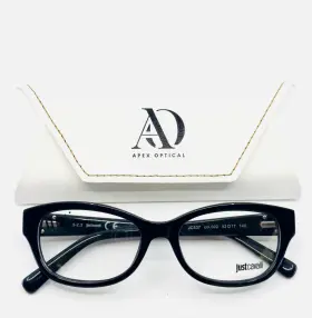 52-17-140 Just Cavalli Jc537 New 002 Black Womens Semi Cat Eye Eyeglasses B 36
