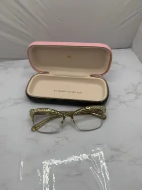 51-17-135 Kate Spade New York 0w51 Eyeglasses Lyssa Gold Glitter Frames Rare And Mint Condition