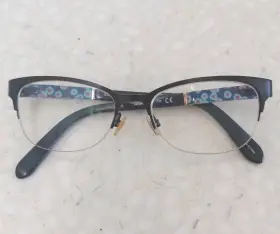 Ogf5 Kate Spade New York Eyeglass Frame Blue Valary Semi Rimless Flexhinge Gold Trim