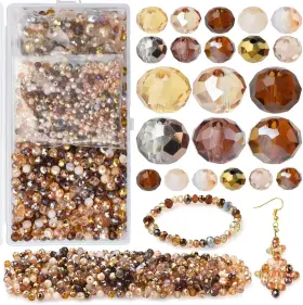 Kingshine 613310222415 Faceted Rondelle Glass Beads For Jewelry Making Ab Color 1000pcs Small Brown