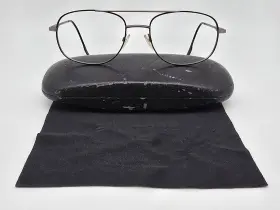 656822 Kirkland Signature Arturo Pewter Aviator Eyeglasses Frame With Case Italy