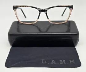 La039 L.a.m.b. Black Crystal Champagne Eyeglasses Frame With Flexhinge And Case 56mm