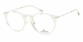 L2846 Lacoste New Eyeglasses 662 49-19 145 Round Crystal Clear Tan Silver Frames