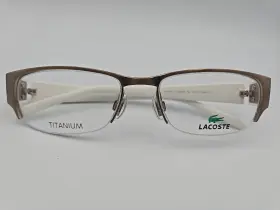 52-17-130 Lacoste La12239 Gd Titanium Half Rim Eyeglasse Frames Only Gold White