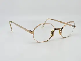 Liberty 10k.t. 1/30 R.g.p. Gold Plated Octagonal Eyeglasses Frame Usa 43-16-146