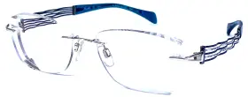 52-17-135 Line Art Xl2082 Lineart Wp1 Japan Silver/blue Rimless Eyeglasses Frame