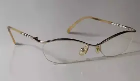 L345 Liz Claiborne Vintage Clairborne Eyeglasses Frames Only 51/16-135mm Gold Tone Pearl