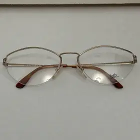 57-19-135 Logo Paris New Vtg Curved Brow Gold Half Rimmed Glasses Frames